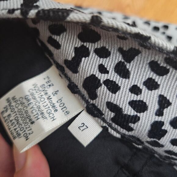Rag & Bone Hana Gray High Rise velvet Cheetah Print Bootcut Crop Jeans Size 27 - Picture 6 of 7